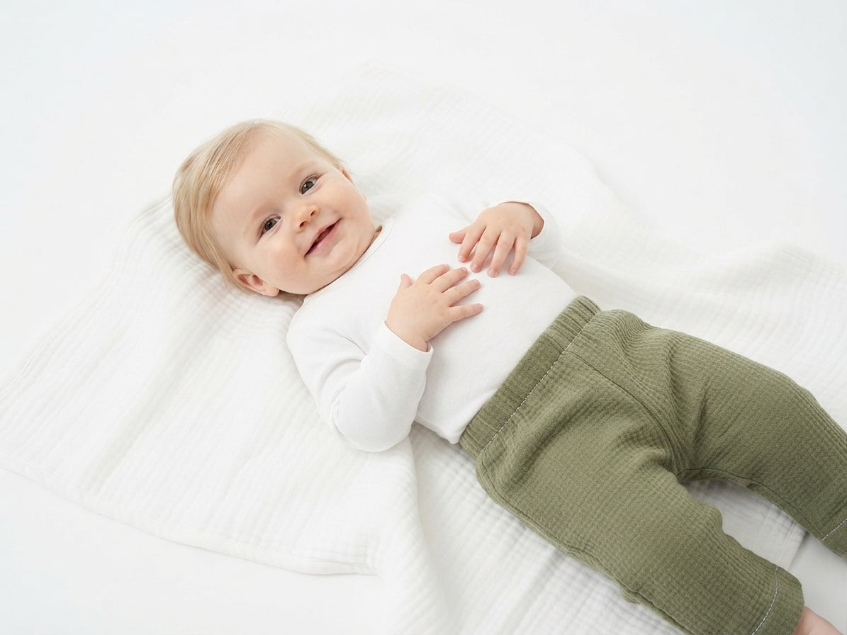 Pantalones Largos Infantil de Algodón Orgánico Verde Oscuro