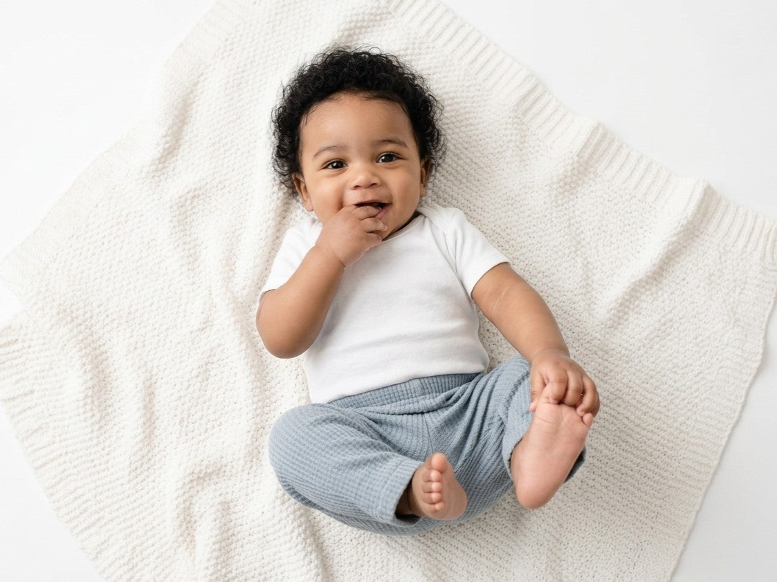 Pantalones Largos Infantil de Algodón Orgánico Azul