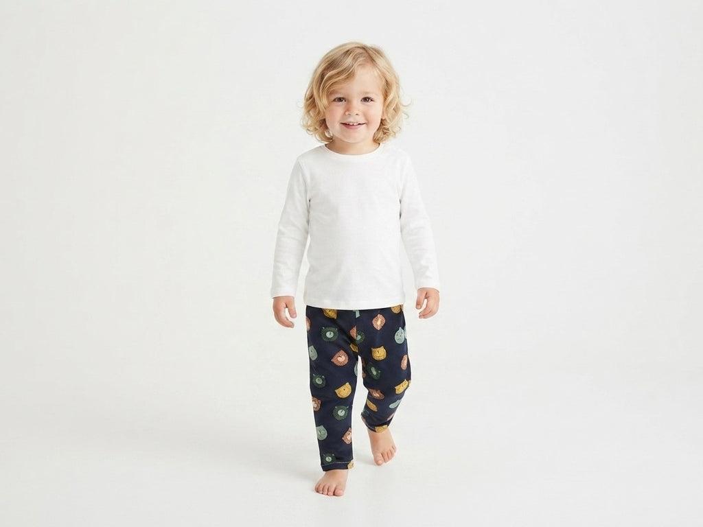 Pantalones Largos  Infantil de Algodón Orgánico Azul - Osos