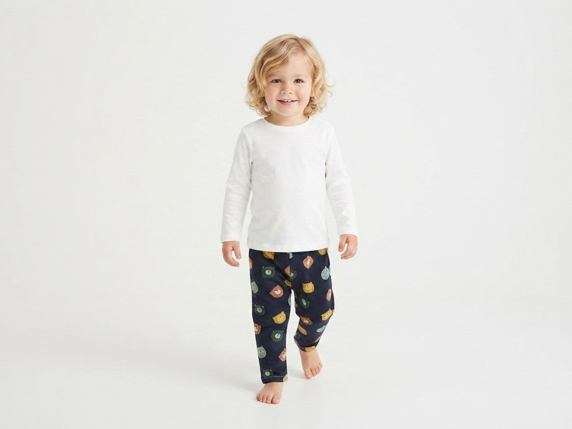 Pantalones Largos  Infantil de Algodón Orgánico Azul - Osos