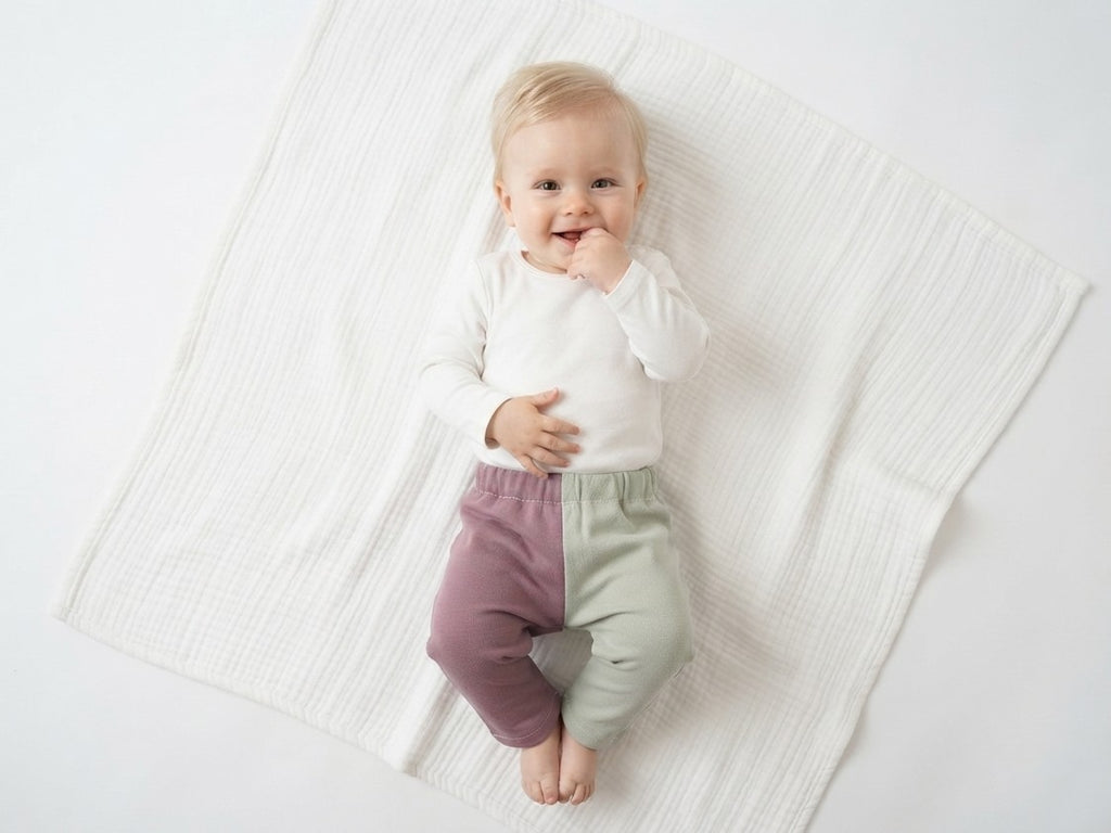 Pantalones Largos Infantil de Algodón Orgánico Rosa y Verde