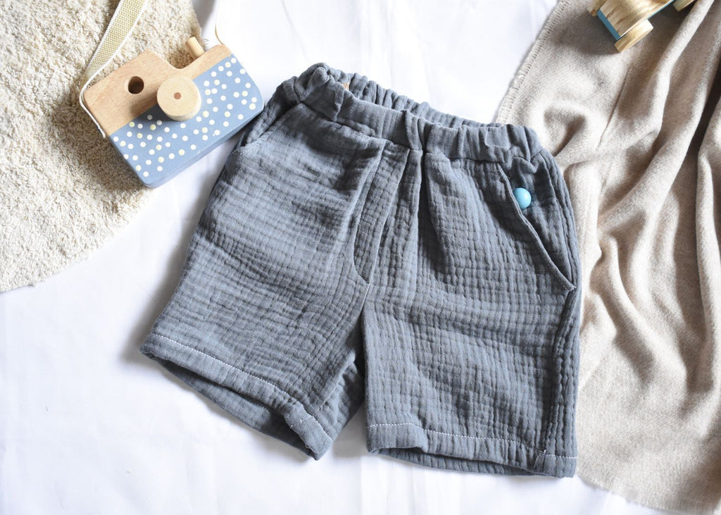 Pantalon Corto Infantil de Algodón Orgánico Azul Oscuro