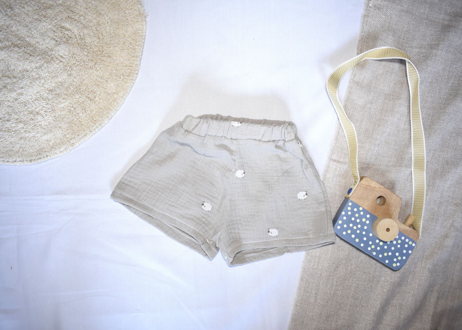Pantalones Cortos Infantil de Algodón Orgánico - Ovejas