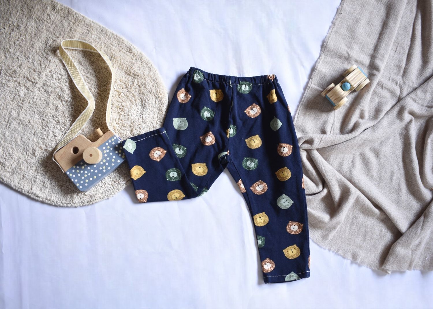 Pantalones Largos  Infantil de Algodón Orgánico Azul - Osos