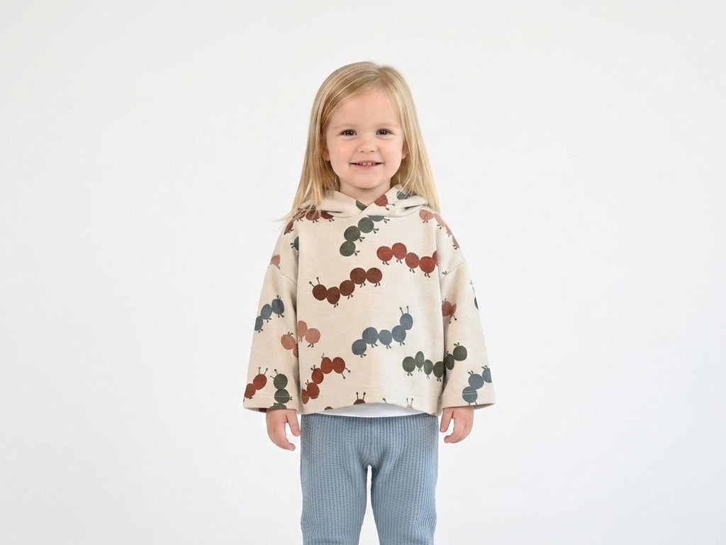Sudadera Infantil de Algodón Orgánico Blanco Roto - Lombriz