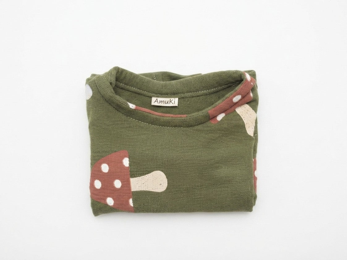 Sudadera Infantil de Algodón Orgánico Verde - Setas