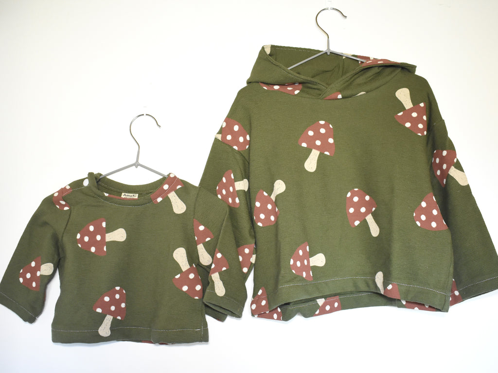 Sudadera Infantil de Algodón Orgánico Verde - Setas