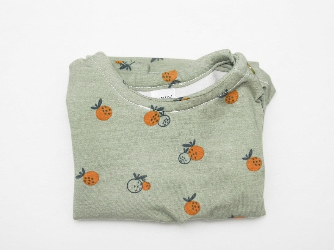Sudadera Infantil de Algodón Orgánico Verde con Naranjas