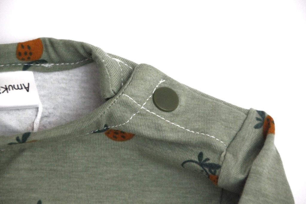 Sudadera Infantil de Algodón Orgánico Verde con Naranjas
