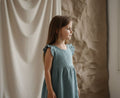 Vestido Infantil de Algodón Orgánico Azul Claro - Manga Corta