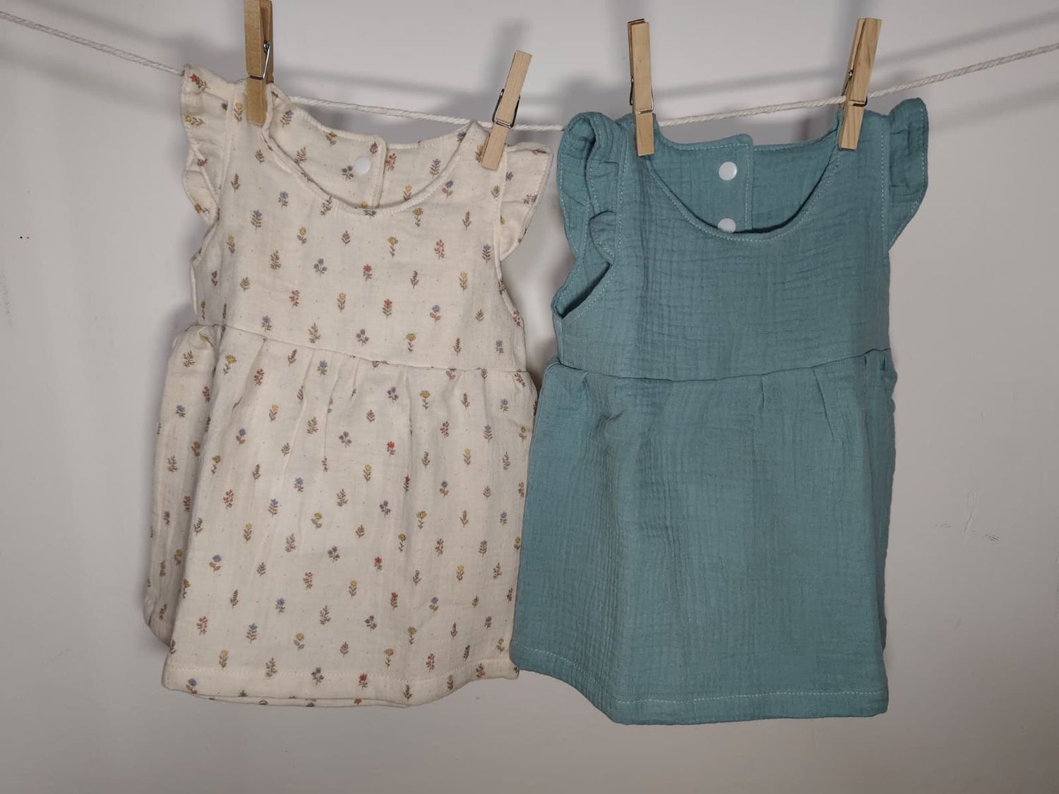 Vestido Infantil de Algodón Orgánico Azul Claro - Manga Corta