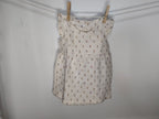 Vestido  Infantil de Algodón Orgánico Blanco Roto de Flores - Manga Corta