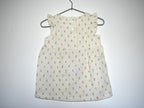 Vestido  Infantil de Algodón Orgánico Blanco Roto de Flores - Manga Corta