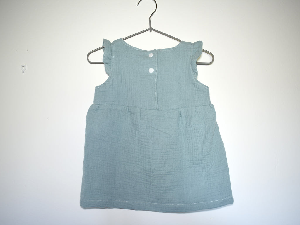 Vestido Infantil de Algodón Orgánico Azul Claro - Manga Corta