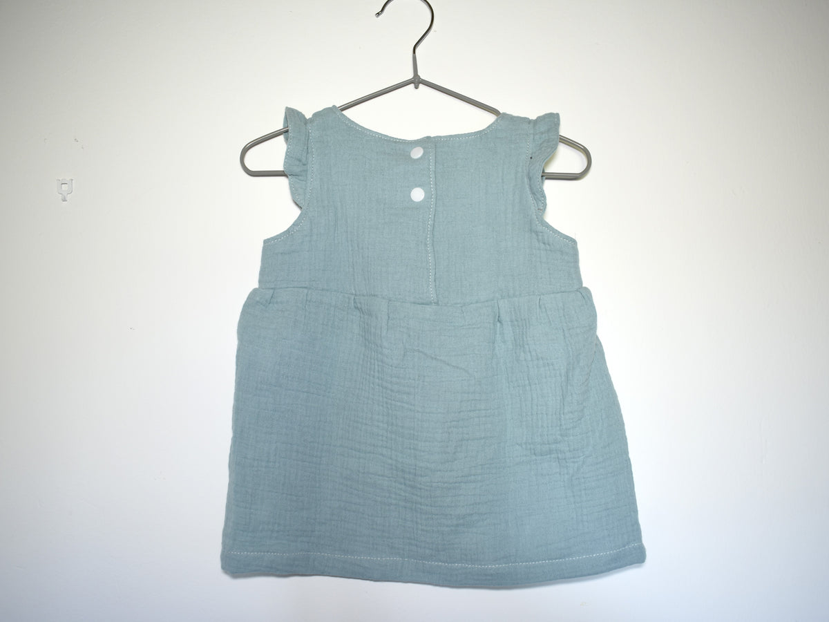 Vestido Infantil de Algodón Orgánico Azul Claro - Manga Corta