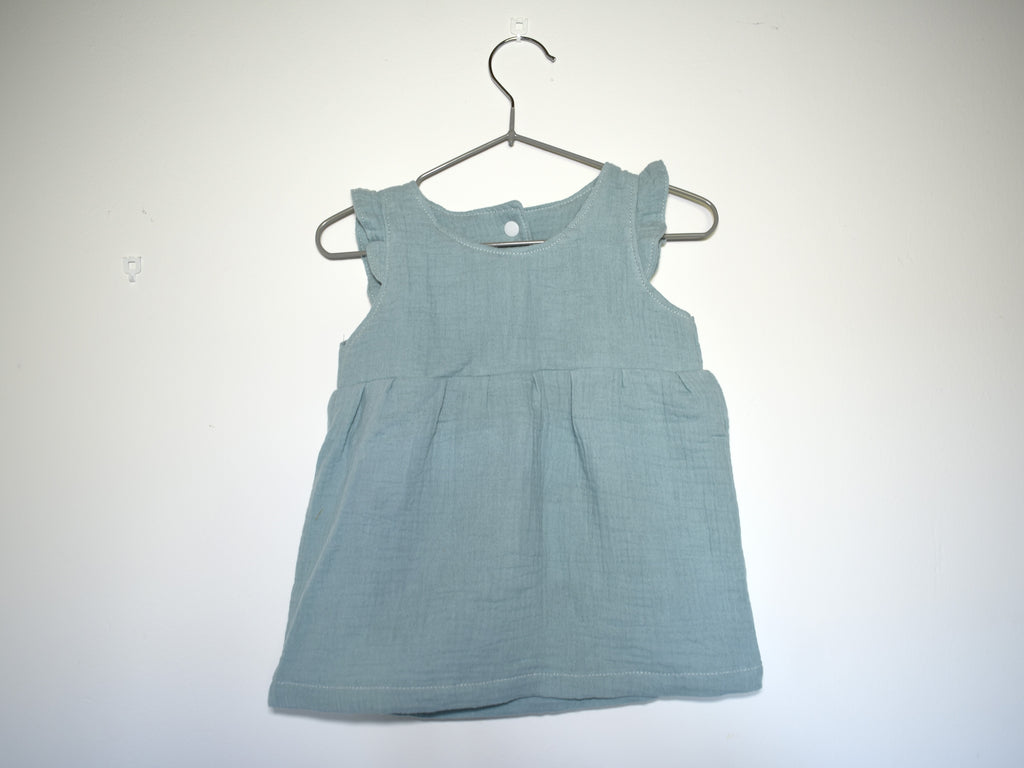 Vestido Infantil de Algodón Orgánico Azul Claro - Manga Corta
