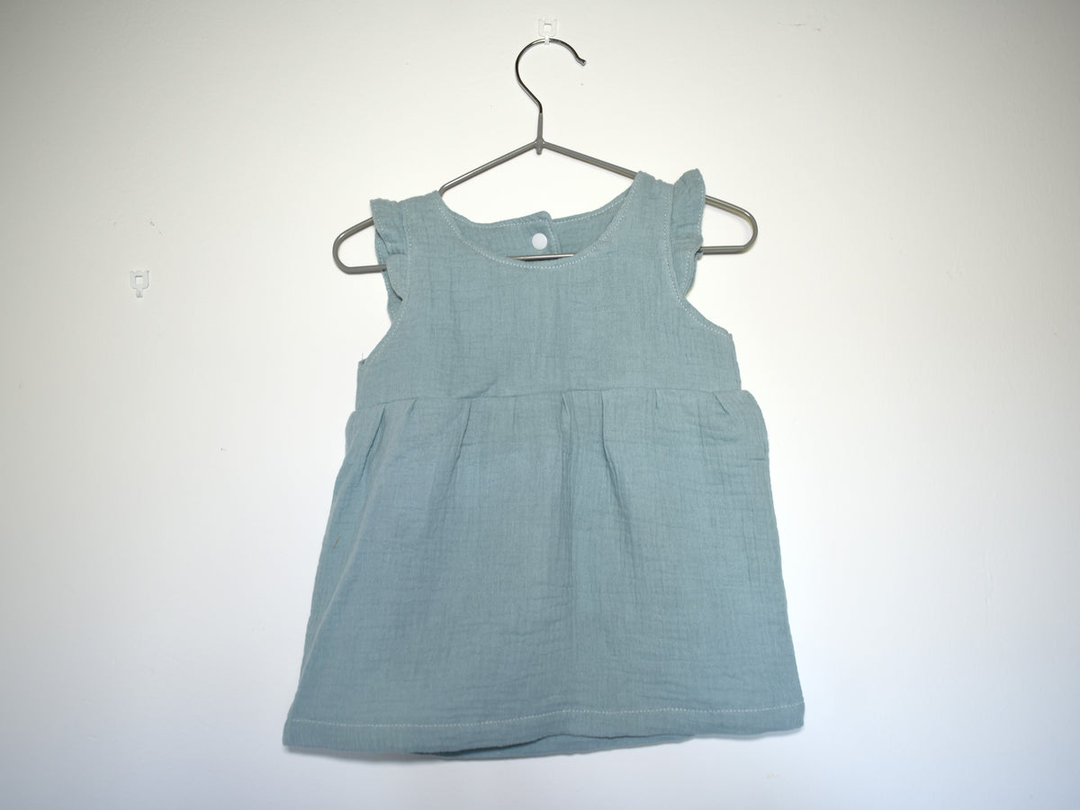 Vestido Infantil de Algodón Orgánico Azul Claro - Manga Corta