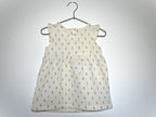 Vestido  Infantil de Algodón Orgánico Blanco Roto de Flores - Manga Corta