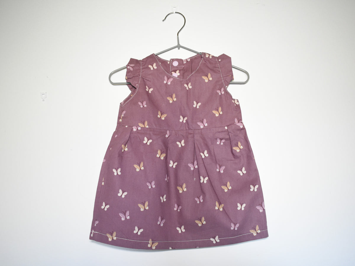Vestido Infantil de Algodón Orgánico Rosa Mariposas - Manga Corta