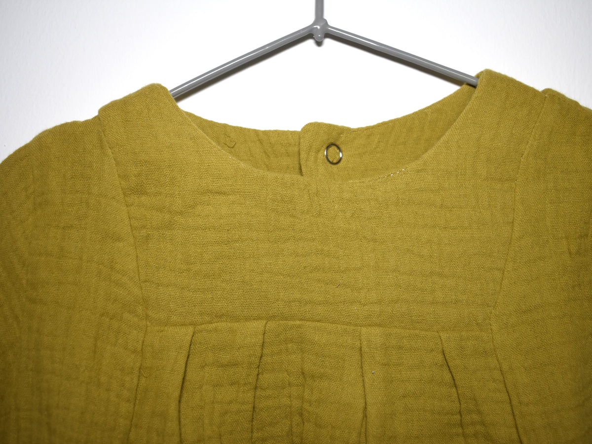 Vestido Infantil de Algodón Orgánico Amarillo - Manga Larga