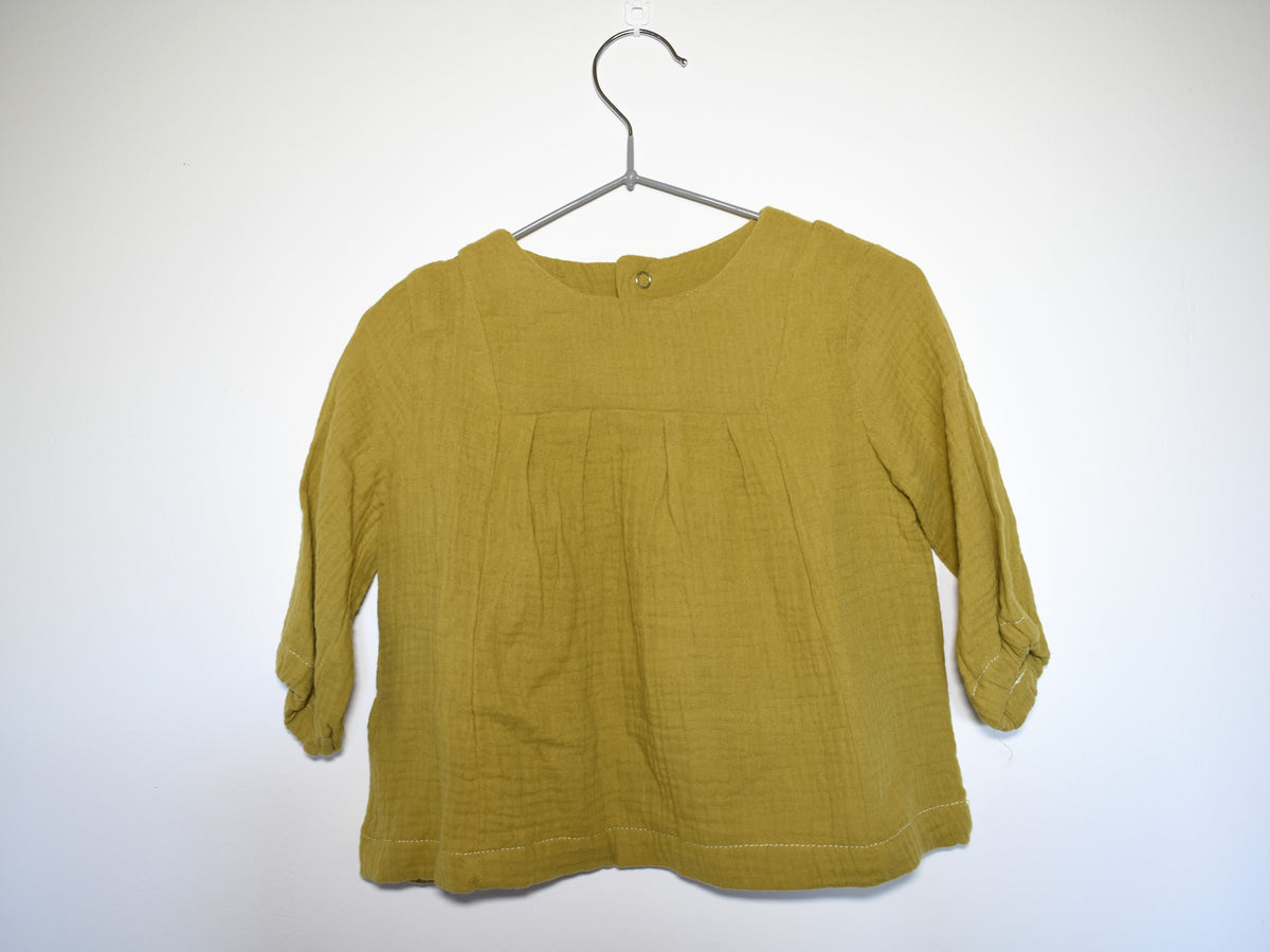 Vestido Infantil de Algodón Orgánico Amarillo - Manga Larga