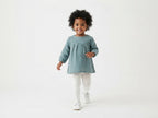 Vestido Infantil de Algodón Orgánico Azul - Manga Larga