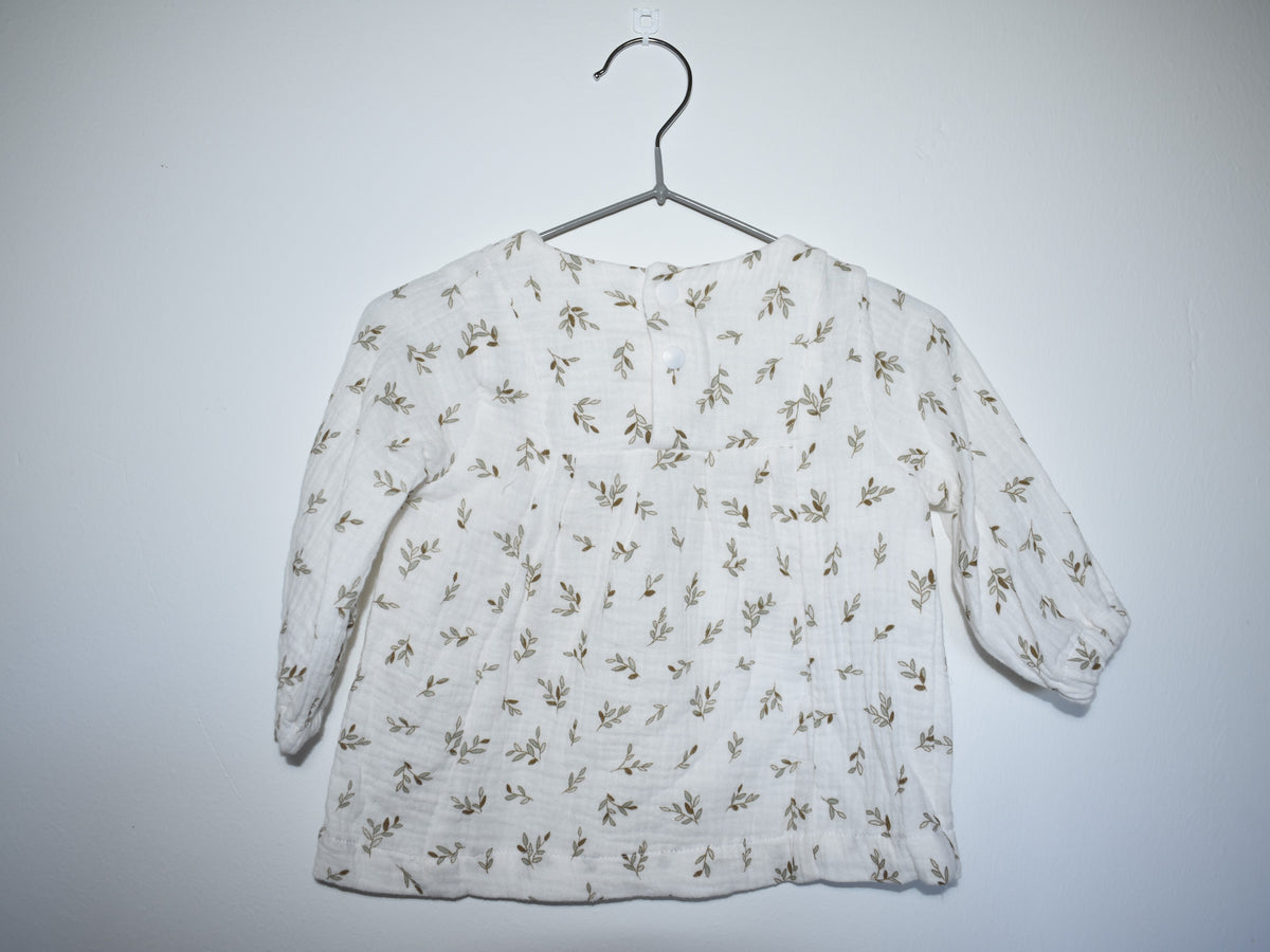 Vestido Infantil de Algodón Orgánico Blanco - Manga Larga