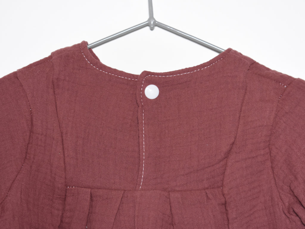 Vestido Infantil de Algodón Orgánico Rosa Oscura - Manga Larga