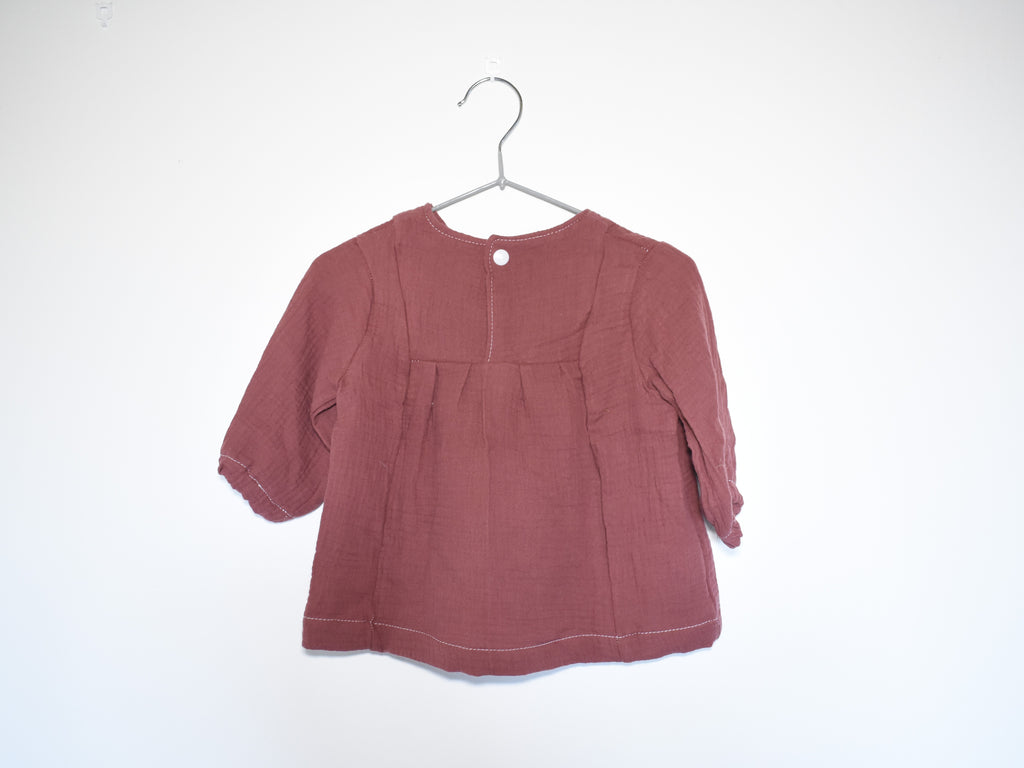 Vestido Infantil de Algodón Orgánico Rosa Oscura - Manga Larga
