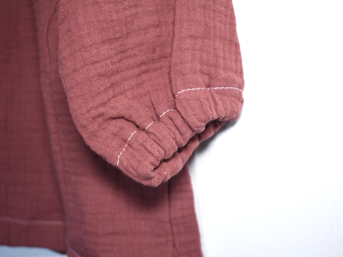 Vestido Infantil de Algodón Orgánico Rosa Oscura - Manga Larga