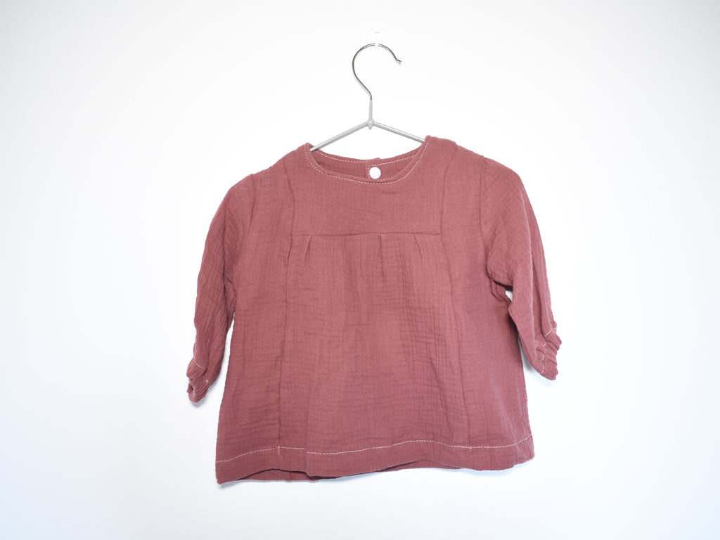 Vestido Infantil de Algodón Orgánico Rosa Oscura - Manga Larga