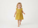 Vestido  Infantil de Algodón Orgánico Amarillo Apagado - Manga Corta