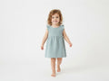 Vestido Infantil de Algodón Orgánico Azul Claro - Manga Corta
