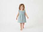 Vestido Infantil de Algodón Orgánico Azul Claro - Manga Corta