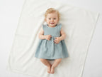 Vestido Infantil de Algodón Orgánico Azul Claro - Manga Corta
