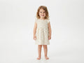 Vestido  Infantil de Algodón Orgánico Blanco Roto de Flores - Manga Corta