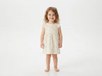 Vestido  Infantil de Algodón Orgánico Blanco Roto de Flores - Manga Corta
