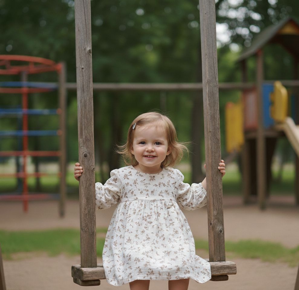 Vestido Infantil de Algodón Orgánico Blanco - Manga Larga