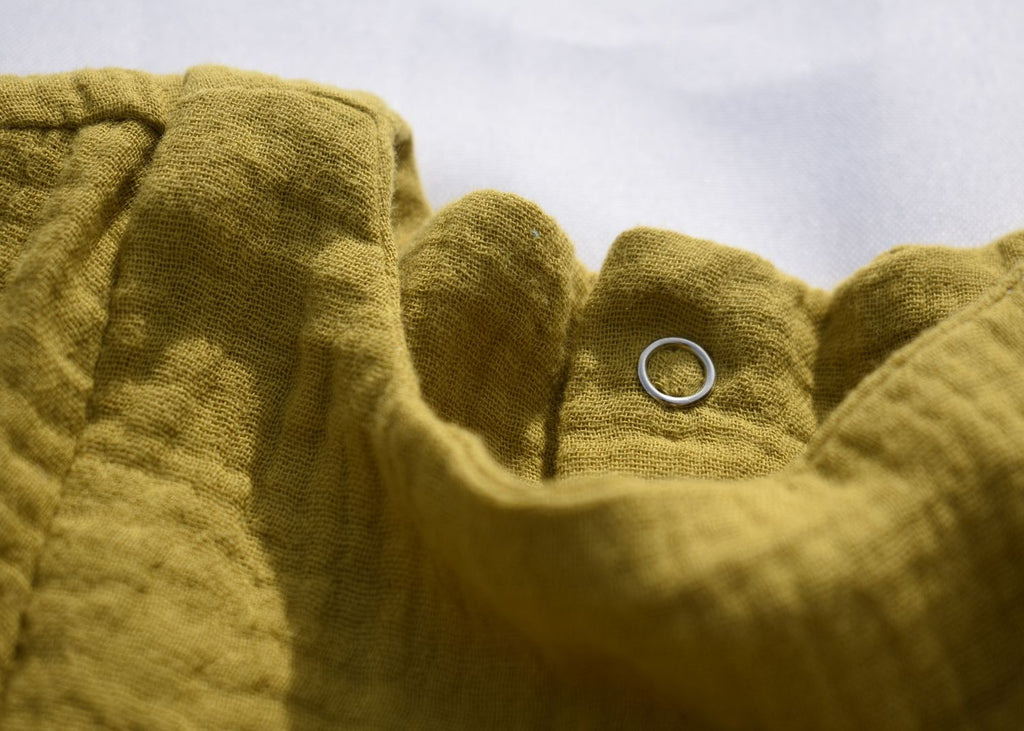 Vestido  Infantil de Algodón Orgánico Amarillo Apagado - Manga Corta