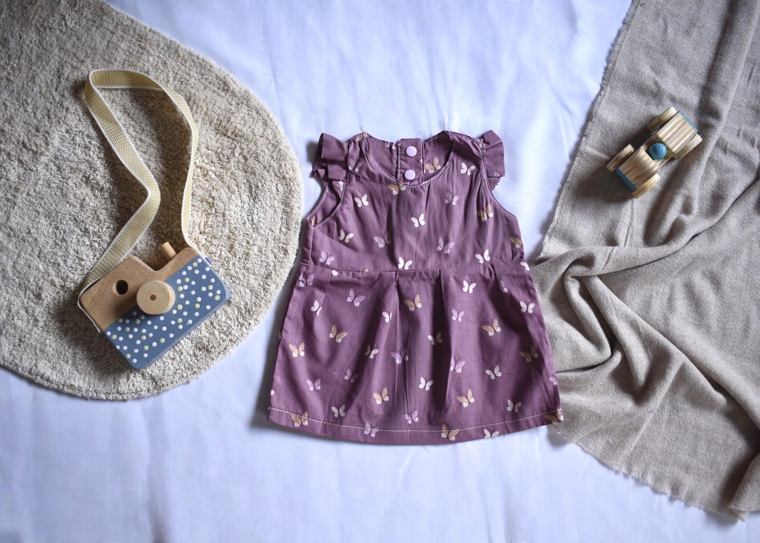 Vestido Infantil de Algodón Orgánico Rosa - Manga Corta