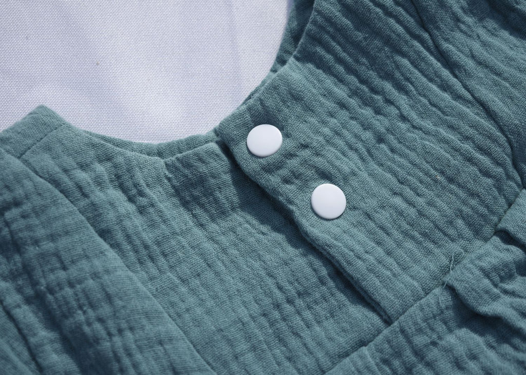 Vestido Infantil de Algodón Orgánico Azul - Manga Larga