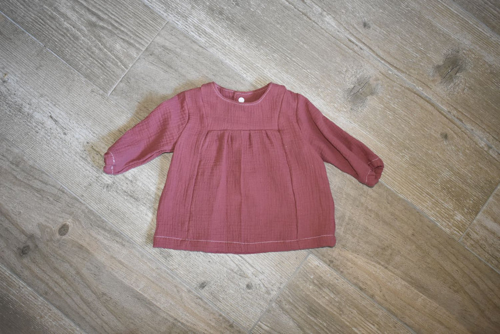 Vestido Infantil de Algodón Orgánico Rosa Oscura - Manga Larga